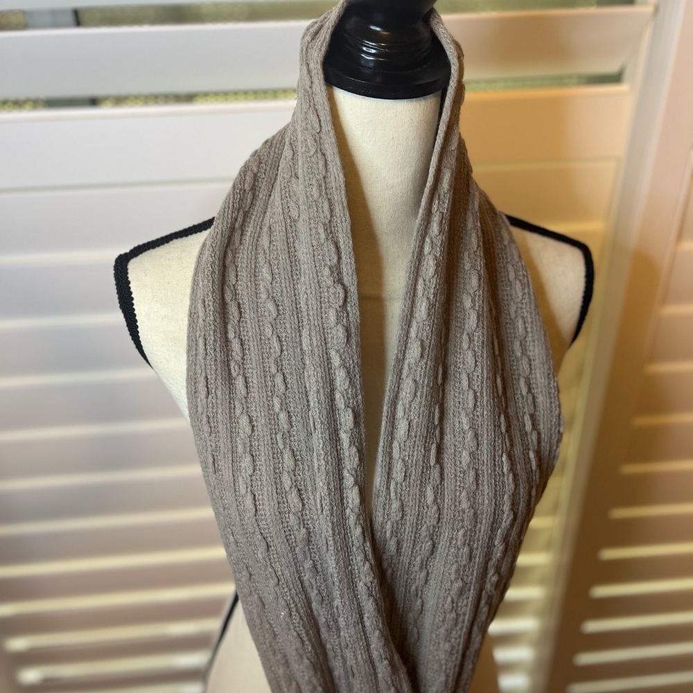 Cozy Knit Scarf in Taupe and Black